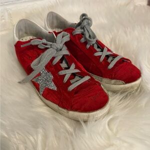 Golden Goose Red Velvet Sneakers with Swarovski crystals